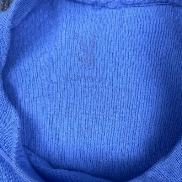 Playboy Bunny Logo Graphic T Shirt Light Blue Mens Streetwear Size Medium - Picture 4 of 6